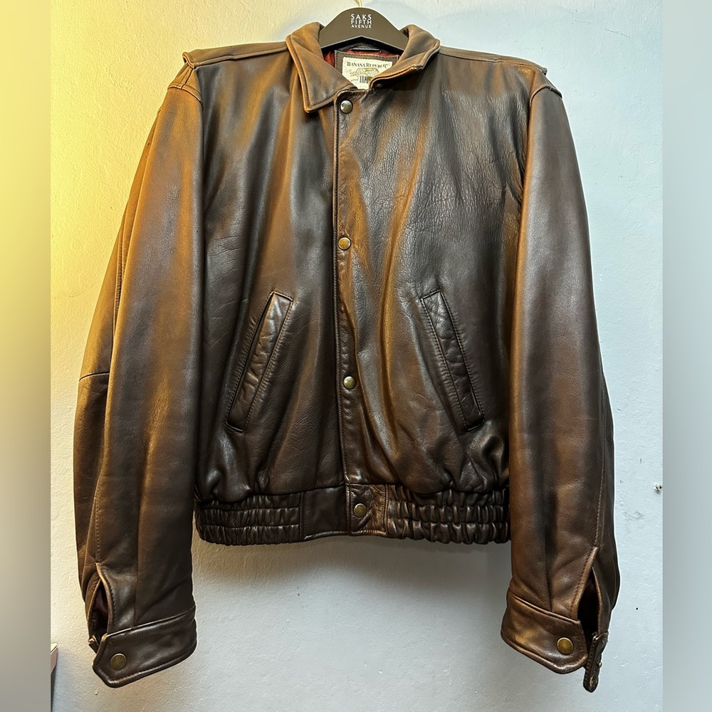 Vintage banana republic brown leather jacket excellent condition